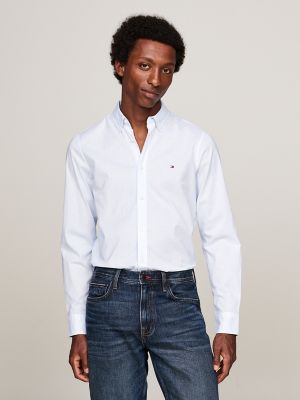 Slim Fit Geometric Stretch Poplin Shirt | Tommy Hilfiger USA 