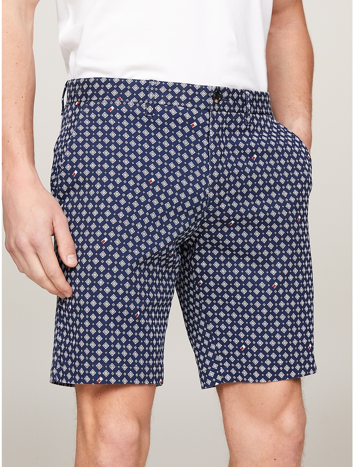 Tommy Hilfiger Men's Straight Fit Printed 9" Twill Short - Blue - 32