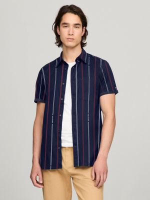 Stripe Short-Sleeve Regular Fit Shirt, Carbon Navy/Multi Stripe