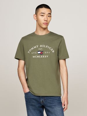 Embroidered Tommy Arch Logo T-Shirt, Battle Green