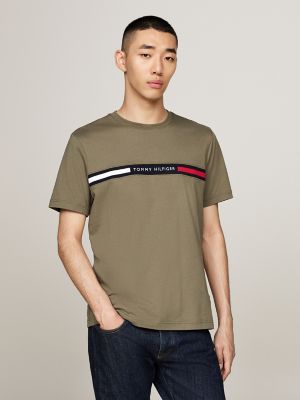 Tommy Ribbed Inset Logo T Shirt Tommy Hilfiger