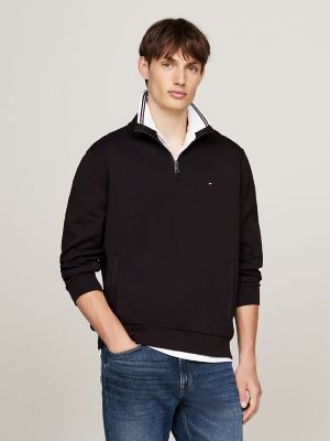 Scuba Knit Quarter-Zip Sweatshirt, Black
