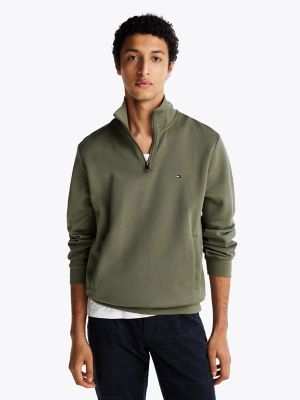 Scuba Knit Quarter-Zip Sweatshirt, Battle Green
