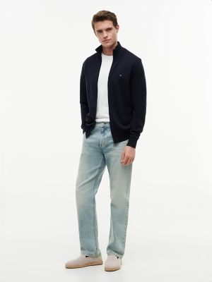 Мужской кардиган Tommy Hilfiger Classic Mockneck Zip, цвет: Тёмно-синий — фото 2