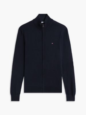 Мужской кардиган Tommy Hilfiger Classic Mockneck Zip, цвет: Тёмно-синий — фото 5