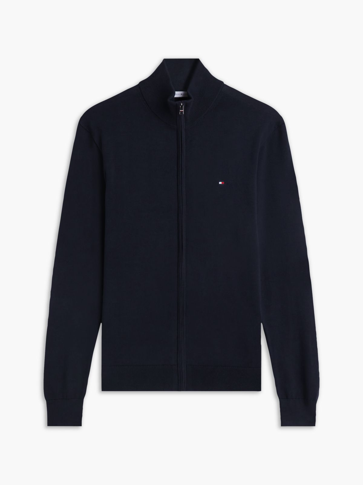 Classic Mockneck Zip Cardigan — Navy Blue