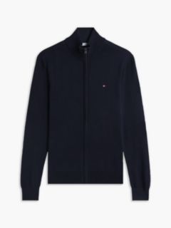 Classic Mockneck Zip Cardigan — Navy Blue 5