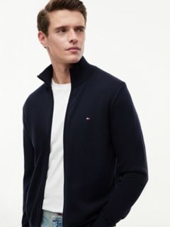 Classic Mockneck Zip Cardigan — Navy Blue 3