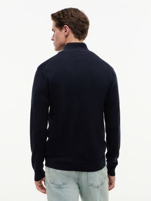 Мужской кардиган Tommy Hilfiger Classic Mockneck Zip, цвет: Тёмно-синий — фото 4