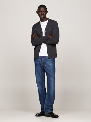 Organic-Cotton and Cashmere Cardigan, Dark Grey Heather