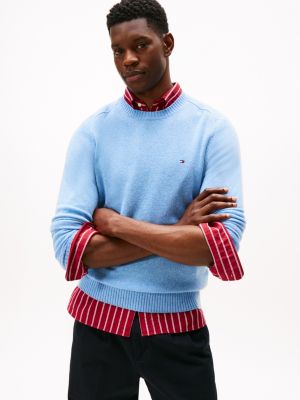 Lambswool Crewneck Sweater, Light Blue Heather