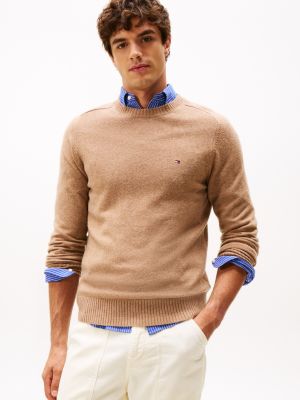 Lambswool Crewneck Sweater, Safari Canvas Heather