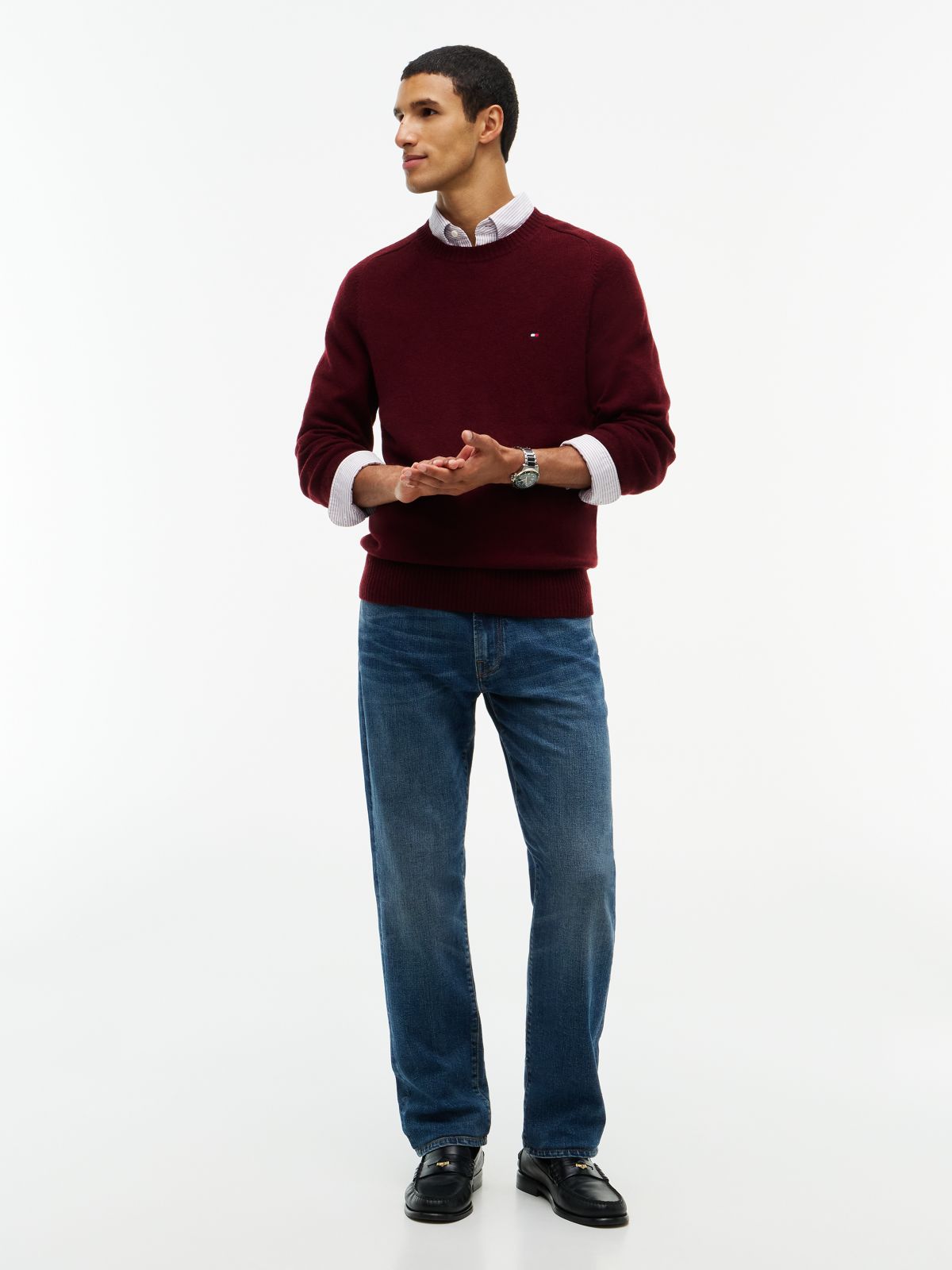Lambswool Crewneck Sweater — Deep Rouge
