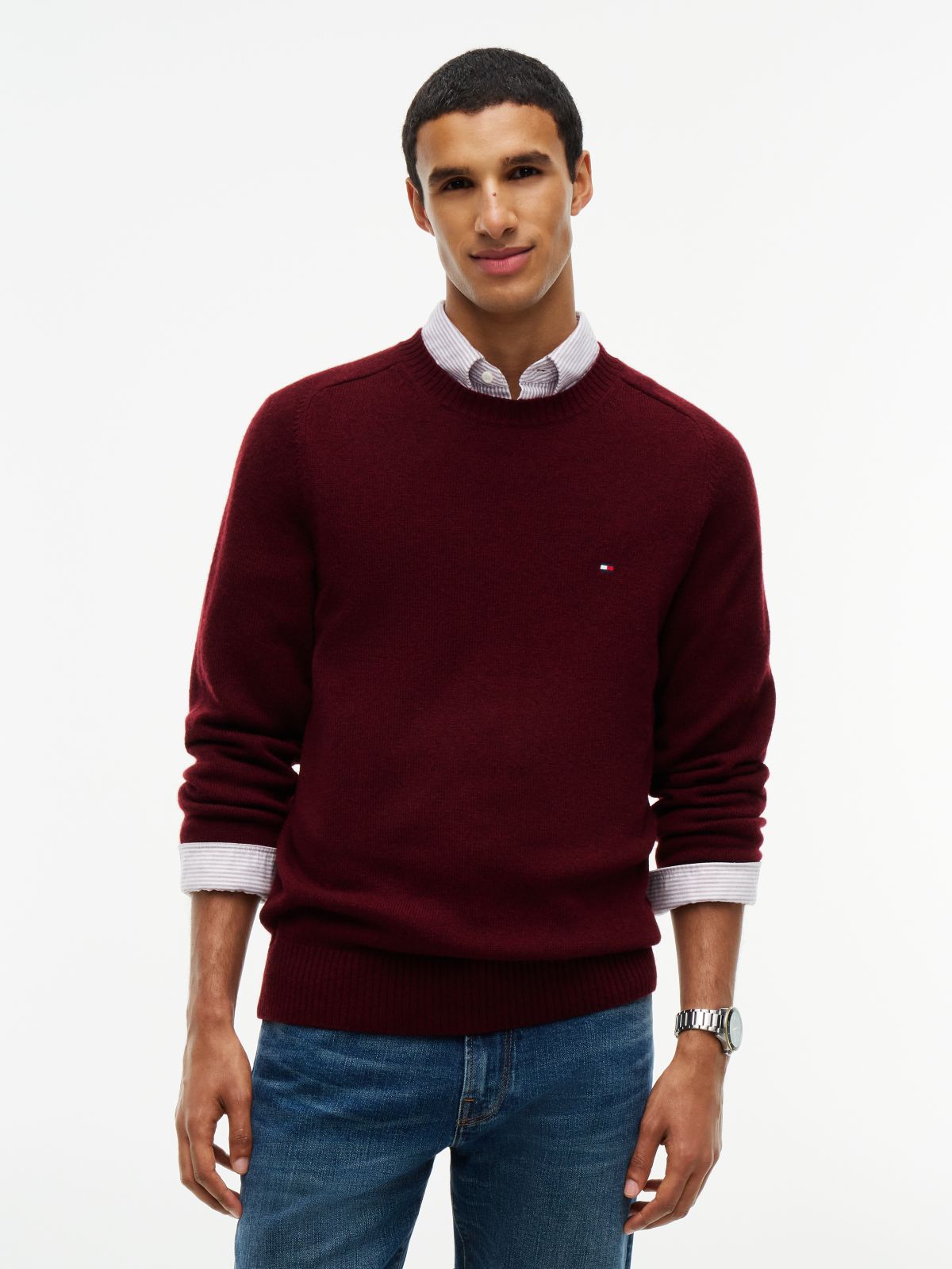 Lambswool Crewneck Sweater — Deep Rouge