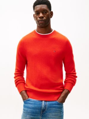 Lambswool Crewneck Sweater, Fire Red