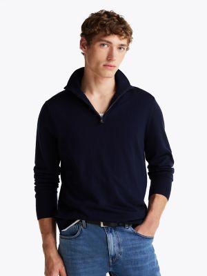 Tommy Hilfiger Men's sold Cotton Quarter Zip Sweater Navy Blue Sz S