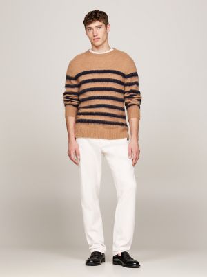 Relaxed Fit Stripe Alpaca-Blend Sweater