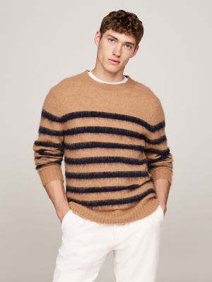 Relaxed Fit Stripe Alpaca-Blend Sweater, Safari Canvas/Navy