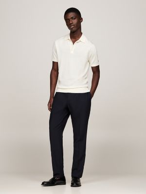 Merino Wool Polo Sweater, Ivory