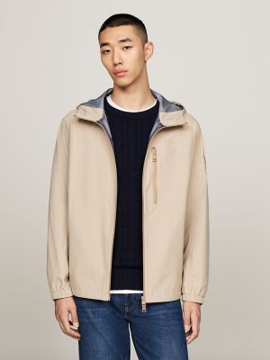 Hooded Tech Waterproof Windbreaker, Beige