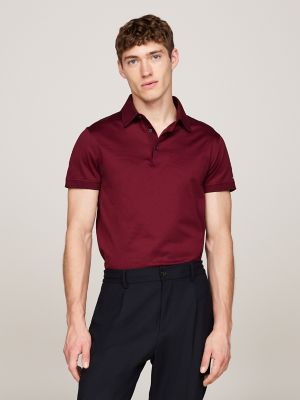 Slim Fit Mercerized Cotton Polo, Deep Rouge