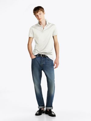 Slim Fit Mercerized Cotton Polo, Ecru
