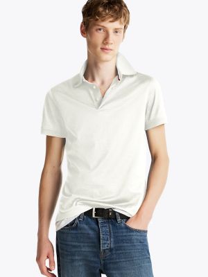 Slim Fit Mercerized Cotton Polo, Ecru