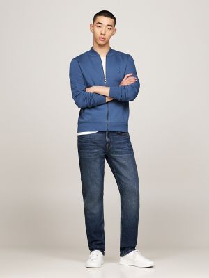 Baseball Collar Zip Sweatshirt, Aegean Sea