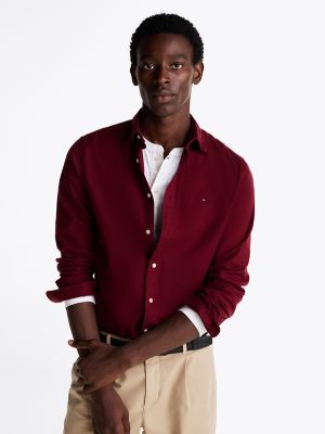 Regular Fit THFlex Brushed Cotton Shirt, Deep Rouge