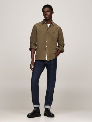Regular Fit Corduroy Shirt, Army Green