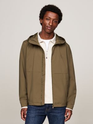 Hooded Water-Repellent Jacket, Army Green