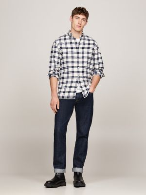 Regular Fit Plaid Brushed Flannel Shirt, Ivory Multi Check