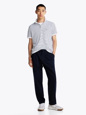 Regular Fit Pique Tech Polo, White/Navy