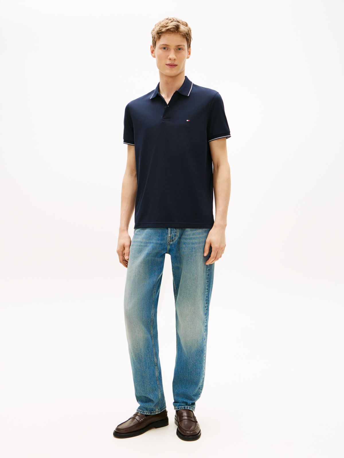 Regular Fit TH Performance Jersey Polo — Navy