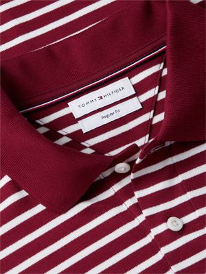 Мужское поло Tommy Hilfiger Regular Fit Long-Sleeve Polo, цвет: Бордовая слоновая кость полосатый — фото 6
