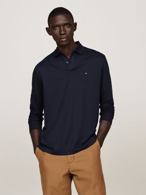 Regular Fit Long-Sleeve Polo, Navy