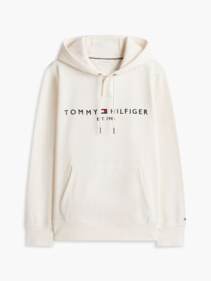 Tommy Logo Hoodie, Ivory Petal
