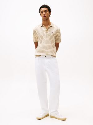 Short-Sleeve Sweater Polo, Sandalwool/Ivory Petal