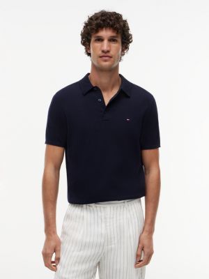 Short-Sleeve Sweater Polo, Navy