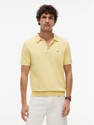 Short-Sleeve Sweater Polo, Citronella Heather