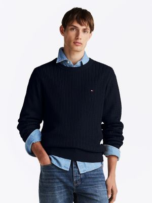 Herringbone Knit Sweater, Navy