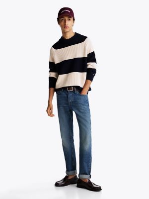 Rugby Stripe Knit Sweater, Linen Ropes/Navy