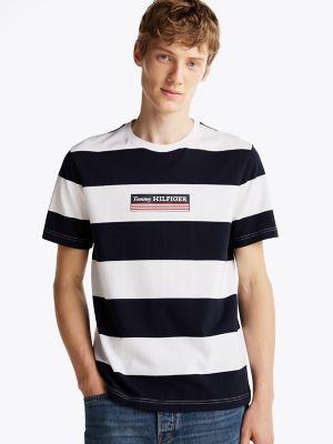 Hilfiger Box Logo Stripe T Shirt Tommy Hilfiger