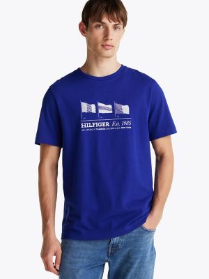 Embroidered Hilfiger Flags T-Shirt, Wedge Blue