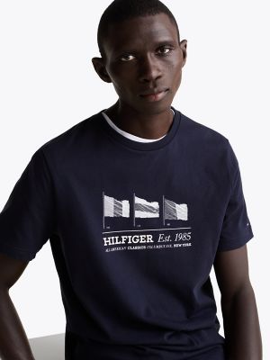 Embroidered Hilfiger Flags T-Shirt, Navy