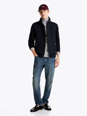 Mixed Media Zip Sweatshirt, Navy