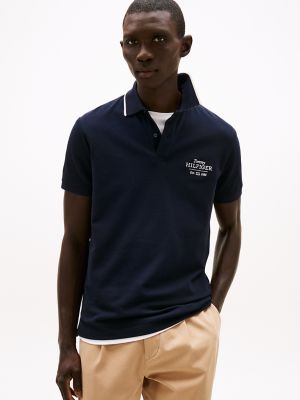 Regular Fit Embroidered Hilfiger Polo, Navy