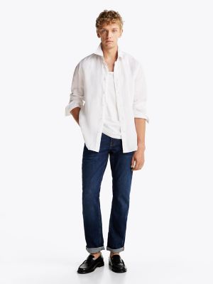 Regular Fit Pigment-Dyed Linen Shirt, Optic White