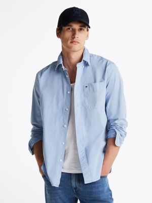 Regular Fit Garment-Dyed Twill Shirt, Breezy Blue