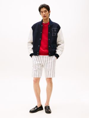 Straight Fit Stripe Twill 9" Chino Short, Ivory Silk Stripe